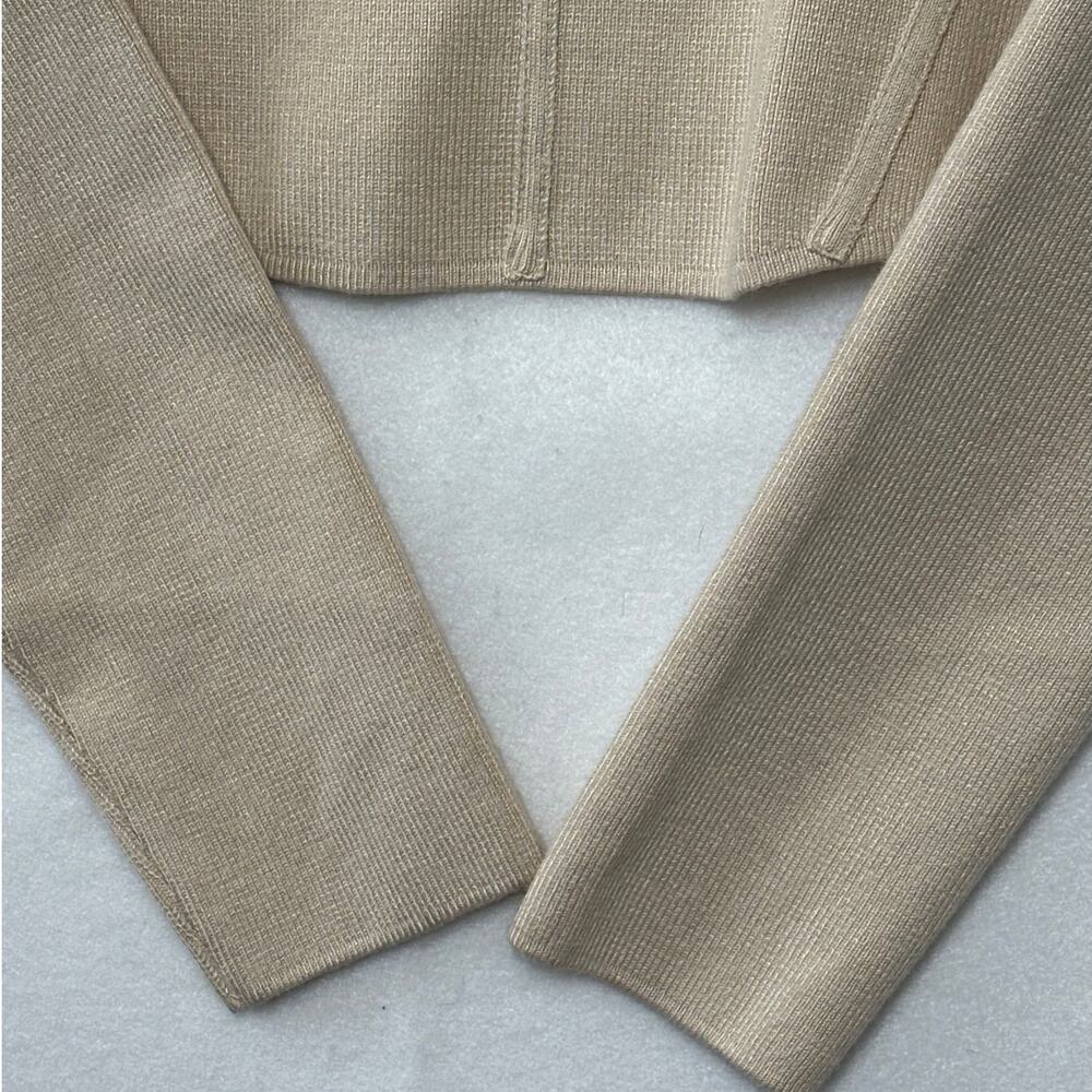 House of Harlow 1960 Cropped Knit Corset Style Top Long Sleeve Cream Sz L - Picture 3 of 7